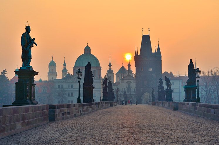 sunrise over Prague - look from charles bridge