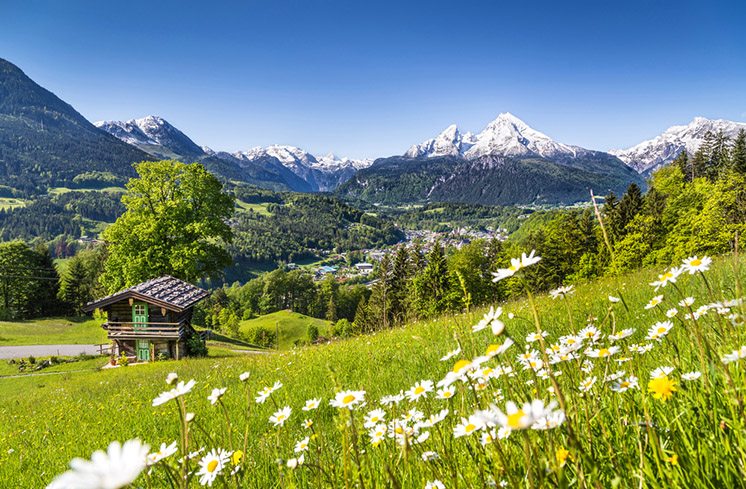 Mountain landscape in the Bavarian Alps, Berchtesgadener Land, G