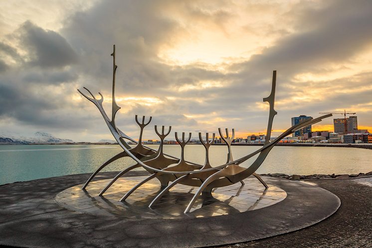Sculpture of Sun Voyager in Reykjavik, Iceland