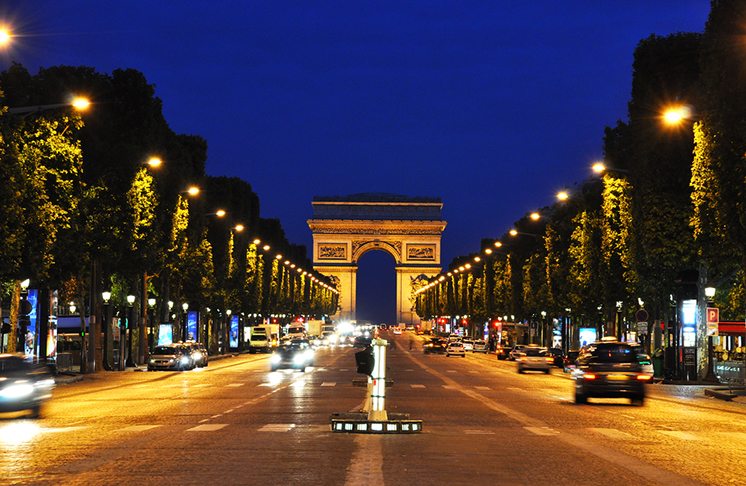The Champs-Elysees at night, Paris