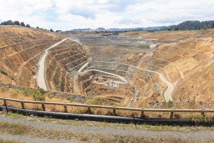Open pit of a gold mine martha in Waihi, New Zealand
