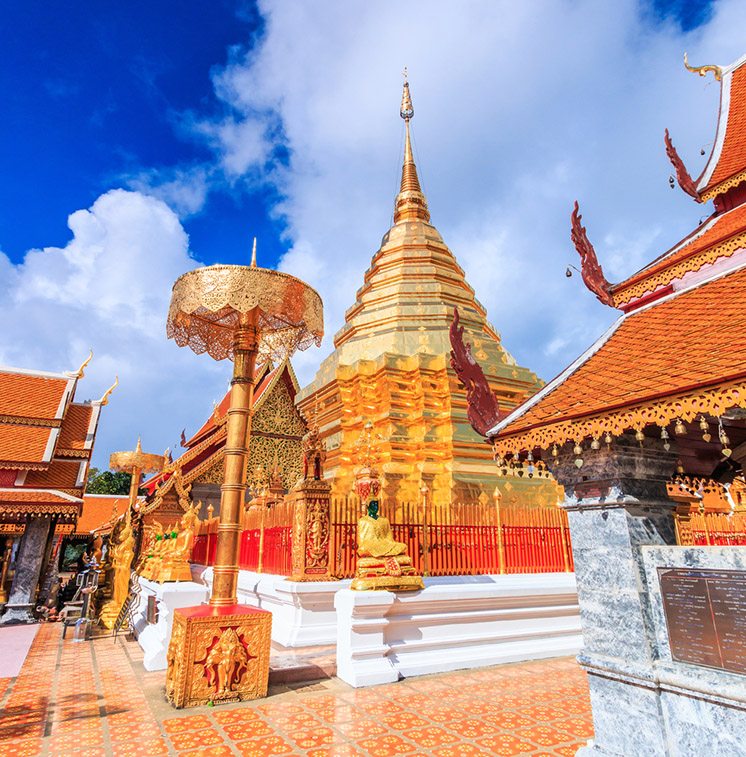 Golden pagoda wat Phra That Doi Suthep chiangmai Thailand, They