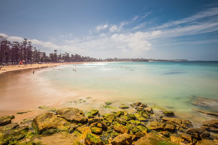 Manly beach on sunny day, Australia - long exposure