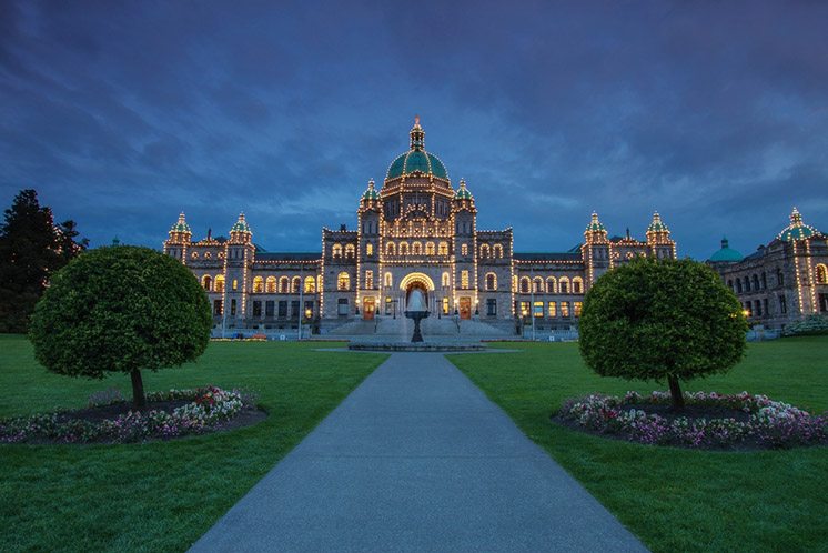 Evening view of Government house in Victoria BC