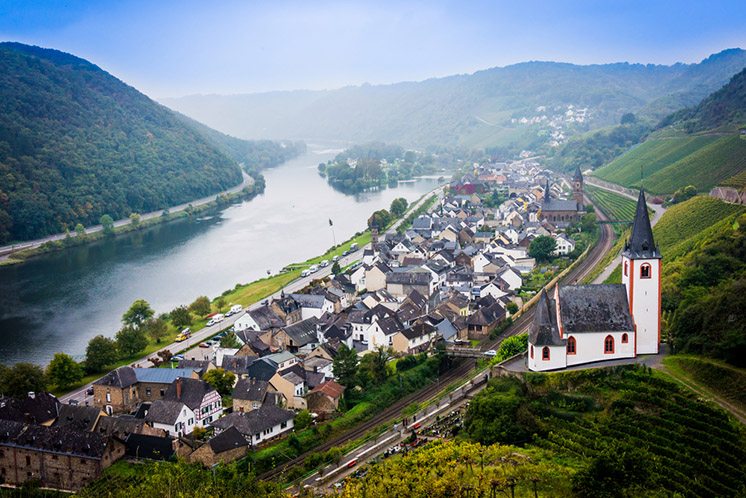Landscape with the river Moselle in Germany. panorama of Moselle