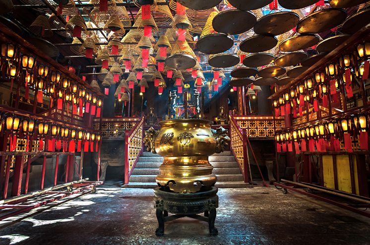 Inside the main hall of Man Mo Temple, Sheung Wan, Hong Kong