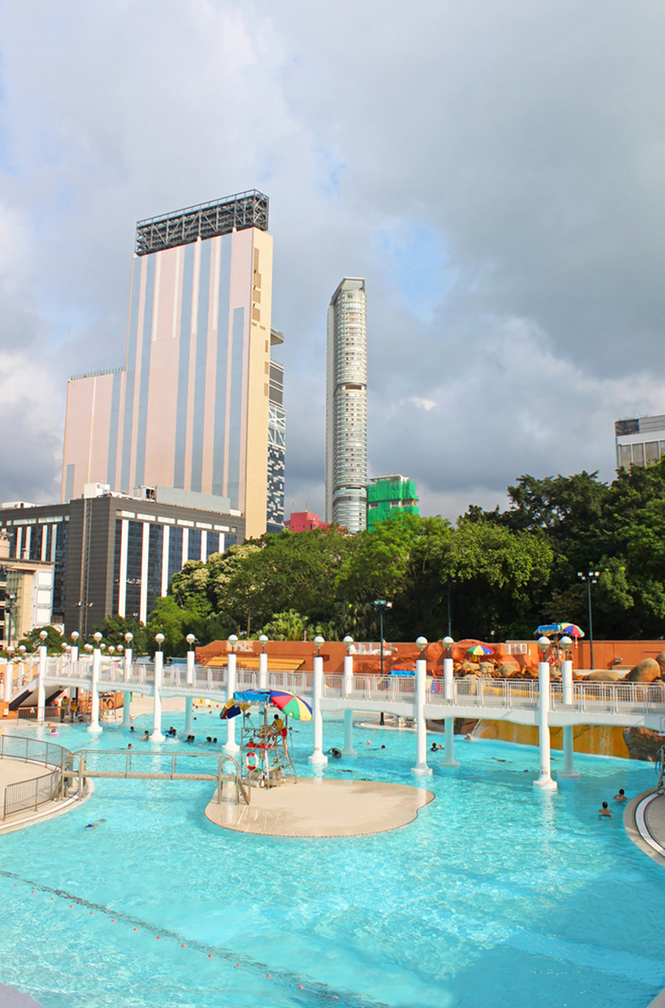 HONG KONG - MAY 15, 2014: Public swimming pool in Kowloon park,