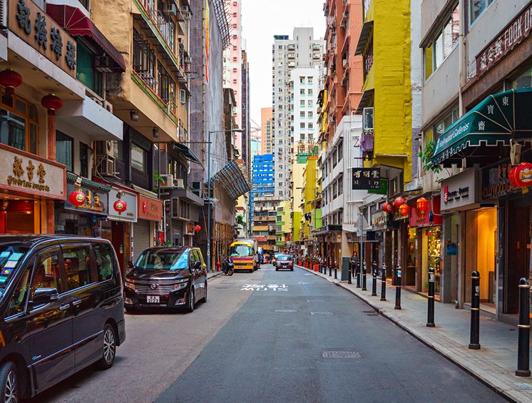 Hollywood Road, Hong Kong - November 19, 2015: Hollywood Road is the first road