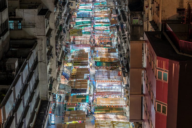 Temple street at night