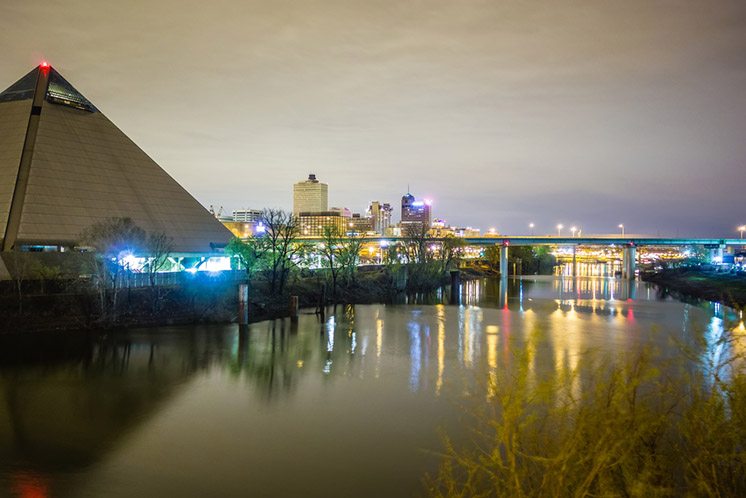 April 2015 - Panoramic view of the Pyramid Sports Arena in Memphis TN