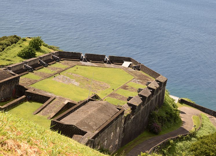 Old fortess over the water in St Kitts