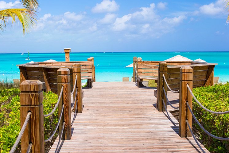 Beautiful tropical landscape on Providenciales Island in the Tur