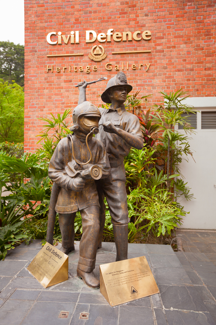 SINGAPORE - 31 DEC 2013: A statue outside the Civil Defence Heri