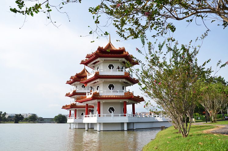 The Twin Pagoda at the Chinese Garden of Singapore