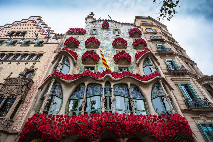 Barcelona, Spain - 24 April 2016: Exterior View of Casa Batllo i
