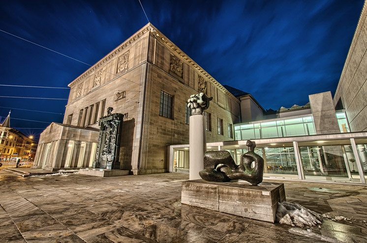 Kunstmuseum in Zurich by night. Switzerland.