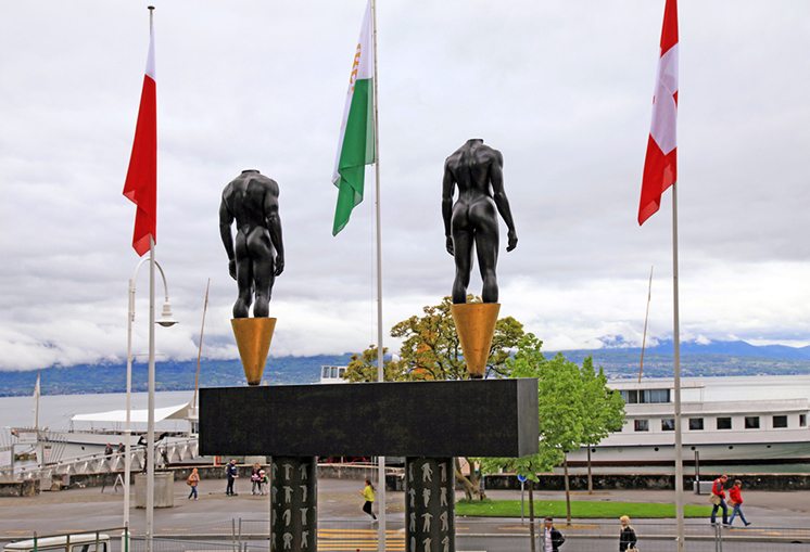Olympic museum in Lausanne, Switzerland on Lake Geneva.