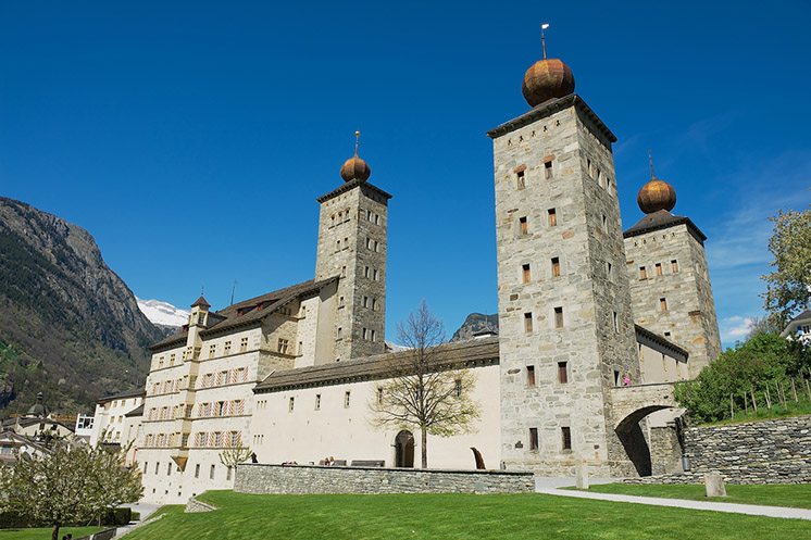 View to the Stockalper palace building in Brig, Switzerland.