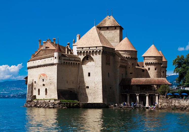 MONTREUX, SWITZERLAND - AUGUST 8: Chillon Castle (Chateau de Chi