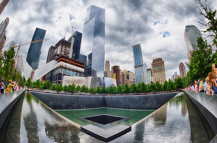 NEW YORK - USA - 13 JUNE 2015 people near freedom tower and 9/11