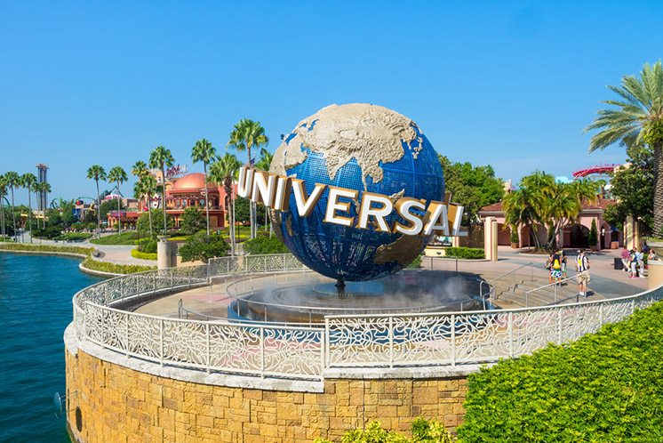 The famous globe at the Universal theme parks in Florida