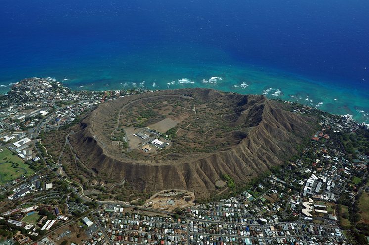 Aerial view of Diamondhead Crater