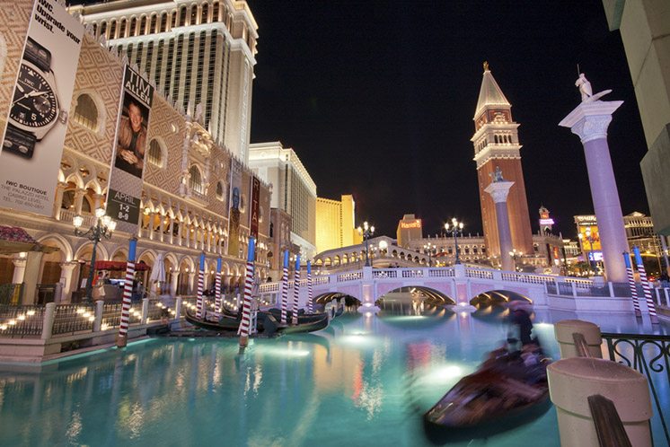 LAS VEGAS, NEVADA - APRIL 10: The Venetian hotel and replica of