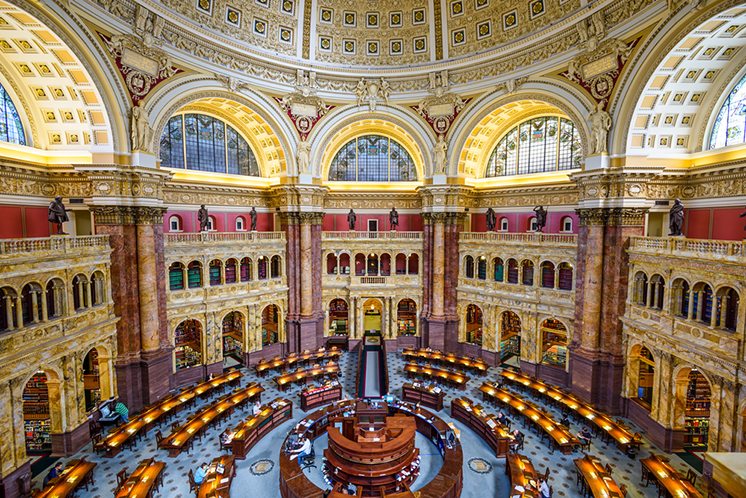 WASHINGTON, D.C. - APRIL 12, 2015: The Library of Congress in Washington. The library officially serves the U.S. Congress.