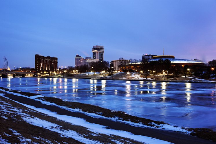 Wichita, Kansas accross the frozen river
