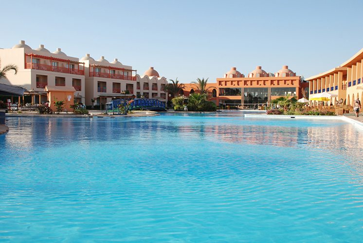 Territory of hotel at pool. Egypt. Hurgada.